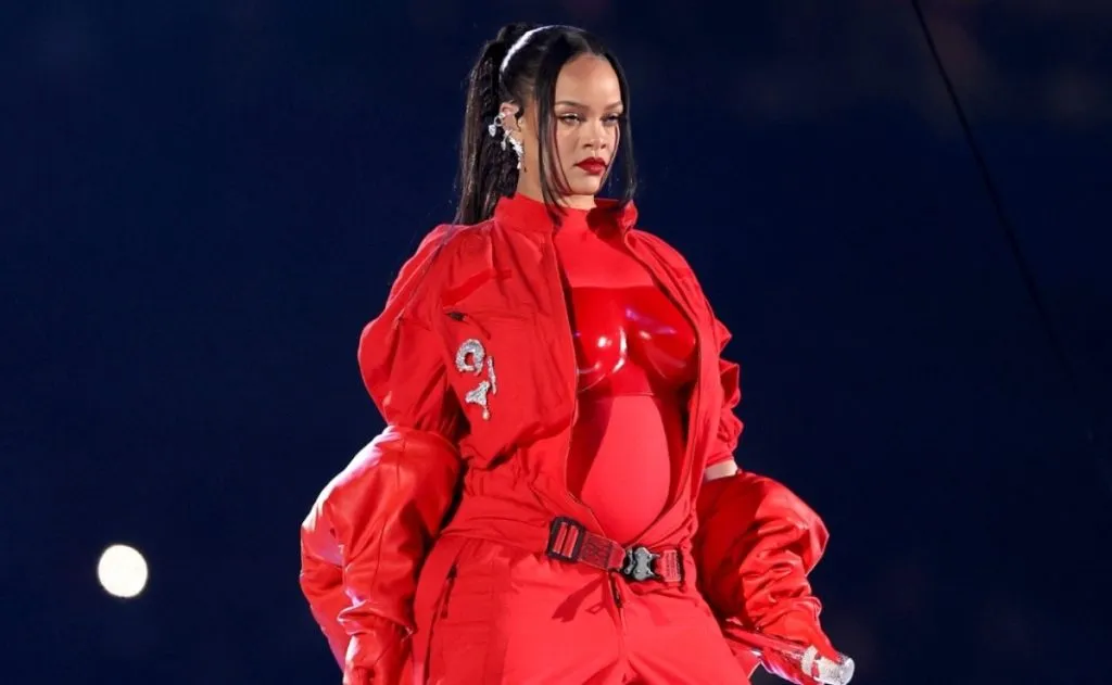 Rihanna performs onstage during the Apple Music Super Bowl LVII Halftime Show.