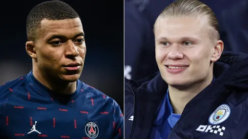 Kylian Mbappe of PSG and Erling Haaland of Manchester City