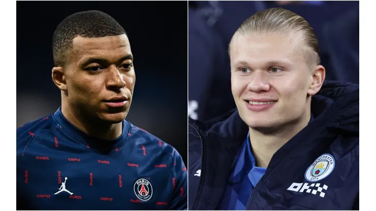 Kylian Mbappe of PSG and Erling Haaland of Manchester City