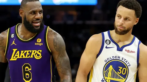 LeBron James of the Los Angeles Lakers and Stephen Curry of the Golden State Warriors