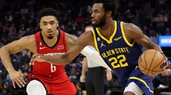 Kenyon Martin Jr. of the Houston Rockets and Andrew Wiggins of the Golden State Warriors