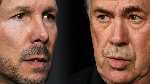 Diego Simeone of Atletico Madrid and Carlo Ancelotti of Real Madrid