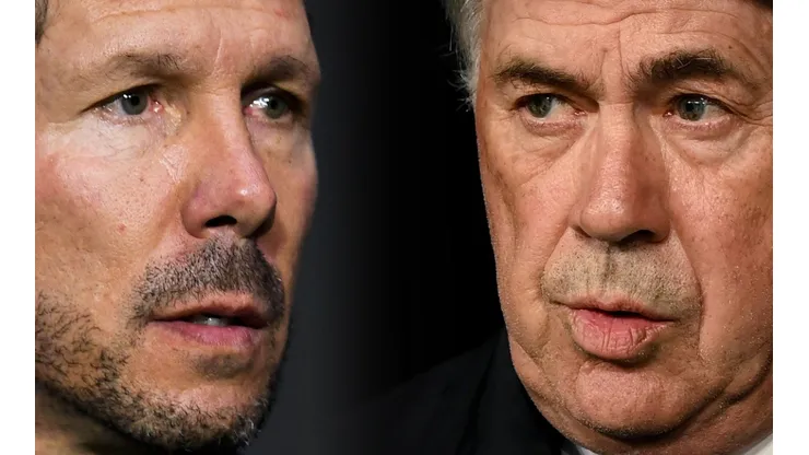 Diego Simeone of Atletico Madrid and Carlo Ancelotti of Real Madrid