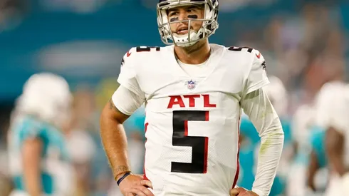 AJ McCarron playing for the Falcons in 2021