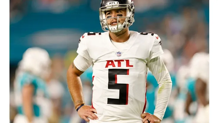 AJ McCarron playing for the Falcons in 2021