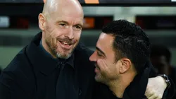 Coaches Erik ten Hag and Xavi before the game in Barcelona
