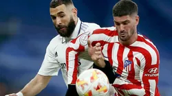Karim Benzema of Real Madrid and Rodrigo de Paul of Atletico Madrid