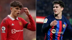 Alejandro Garnacho of Manchester United and Gavi of FC Barcelona