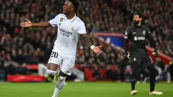 Vinicius celebrating his second goal vs. Liverpool.