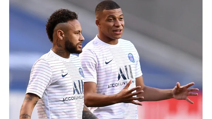 Neymar and Kylian Mbappe of PSG
