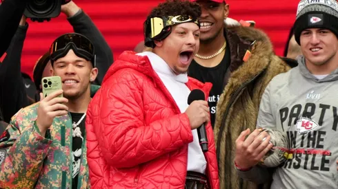 Patrick Mahomes during the Kansas City Chiefs Super Bolw LVII parade.