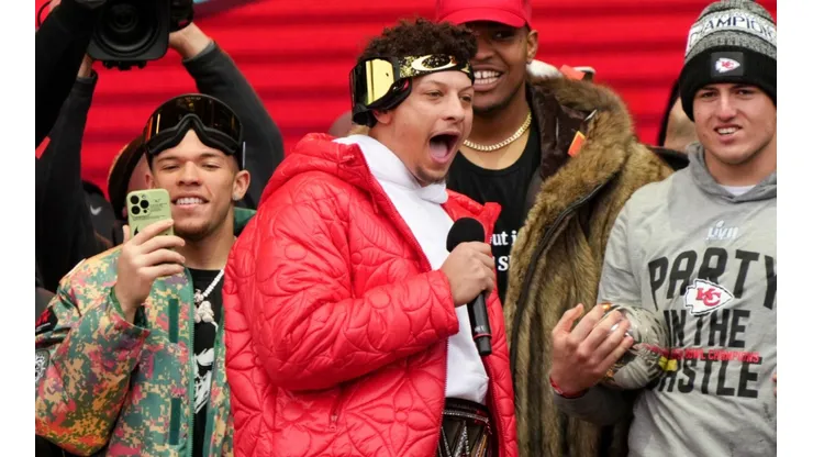 Patrick Mahomes during the Kansas City Chiefs Super Bolw LVII parade.