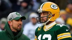 Aaron Rodgers and Matt LaFleur with the Green Bay Packers