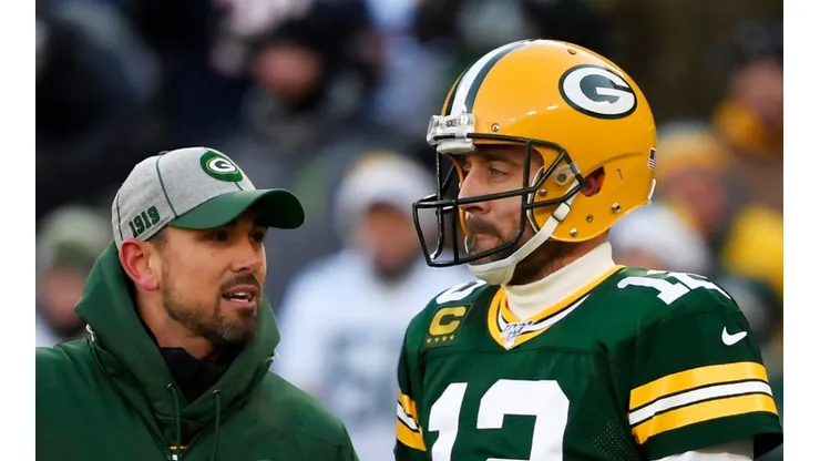 Aaron Rodgers and Matt LaFleur with the Green Bay Packers