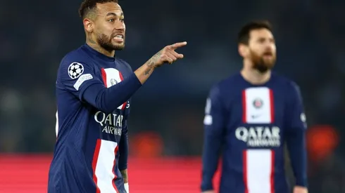 Neymar and Lionel Messi of Paris Saint-Germain