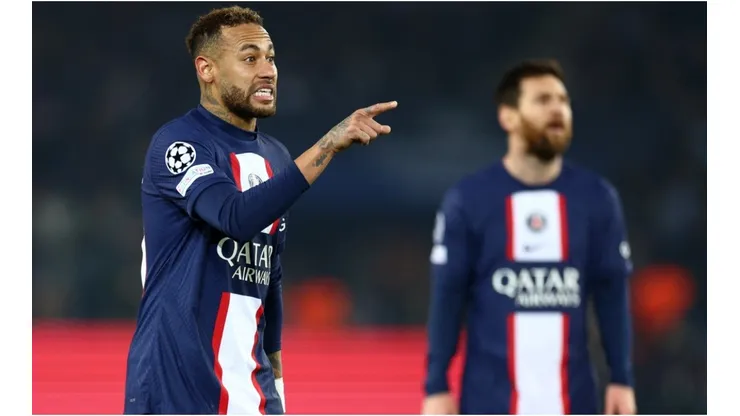 Neymar and Lionel Messi of Paris Saint-Germain