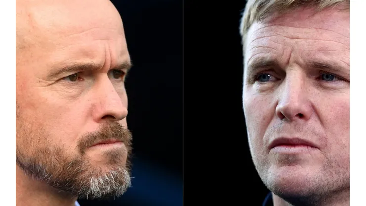 Erik ten Hag of Manchester United and Eddie Howe of Newcastle