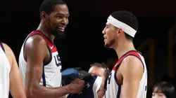 Kevin Durant (left) and Devin Booker.