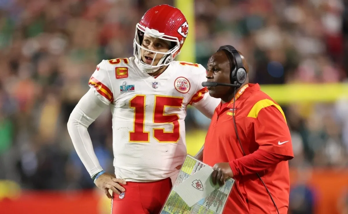 Patrick Mahomes and Eric Bieniemy with the Kansas City Chiefs