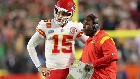 Patrick Mahomes and Eric Bieniemy with the Kansas City Chiefs