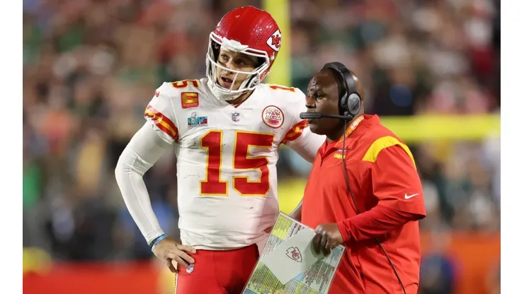 Patrick Mahomes and Eric Bieniemy with the Kansas City Chiefs