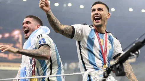 Rodrigo De Paul and Leandro Paredes of Argentina