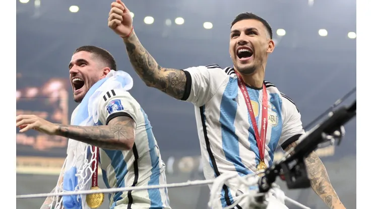 Rodrigo De Paul and Leandro Paredes of Argentina