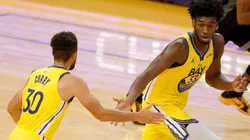 Stephen Curry and James Wiseman