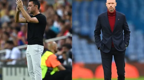 Xavi of Barcelona (left) and Erik ten Hag of Manchester United (right)