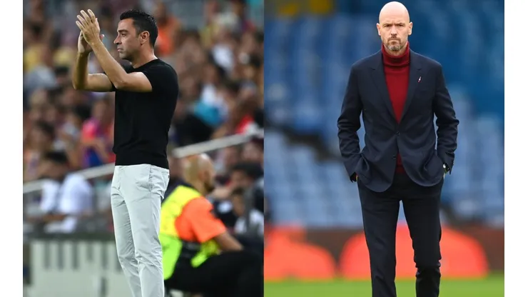 Xavi of Barcelona (left) and Erik ten Hag of Manchester United (right)