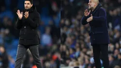 Mikel Arteta (left) and Josep Guardiola (right)