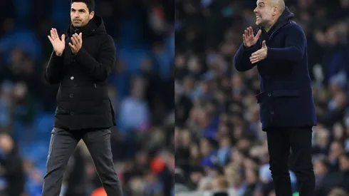 Mikel Arteta (left) and Josep Guardiola (right)