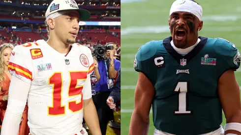 Patrick Mahomes (left, Kansas City Chiefs), Jalen Hurts (right, Philadelphia Eagles) - Super Bowl LVII - NFL 2022