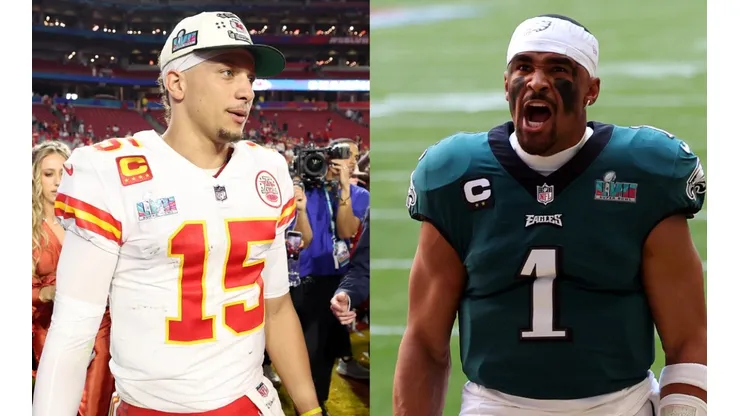 Patrick Mahomes (left, Kansas City Chiefs), Jalen Hurts (right, Philadelphia Eagles) - Super Bowl LVII - NFL 2022