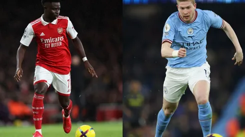 Bukayo Saka (left) and Kevin De Bruyne (right)