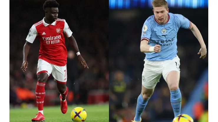 Bukayo Saka (left) and Kevin De Bruyne (right)