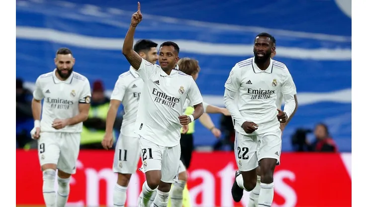 Real Madrid players celebrating.