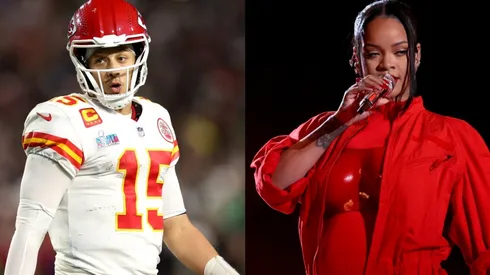 Patrick Mahomes (left, Kansas City Chiefs), Rihanna (right) - Super Bowl LVII - NFL 2022