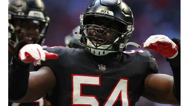 Oluokon during his time with the Falcons