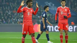 Kingsley Coman after scoring for Bayern vs. PSG.
