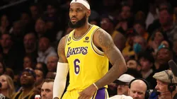 LeBron James #6 of the Los Angeles Lakers