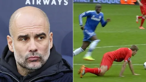 Pep Guardiola of Manchester City and Steven Gerrard of Liverpool