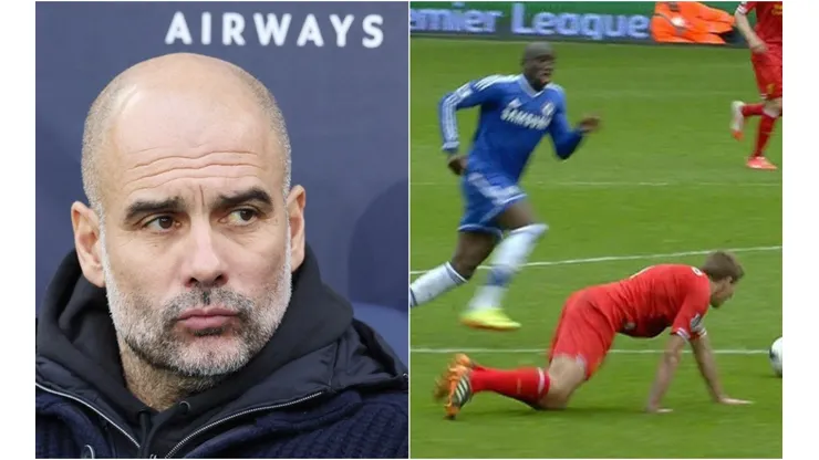 Pep Guardiola of Manchester City and Steven Gerrard of Liverpool