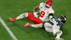 JuJu Smith-Schuster tackled by James Bradberry - Kansas City Chiefs vs Philadelphia Eagles - Super Bowl 2023