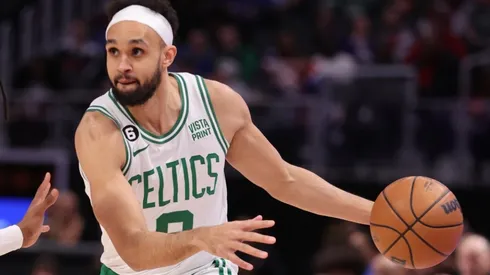 Derrick White #9 of the Boston Celtics