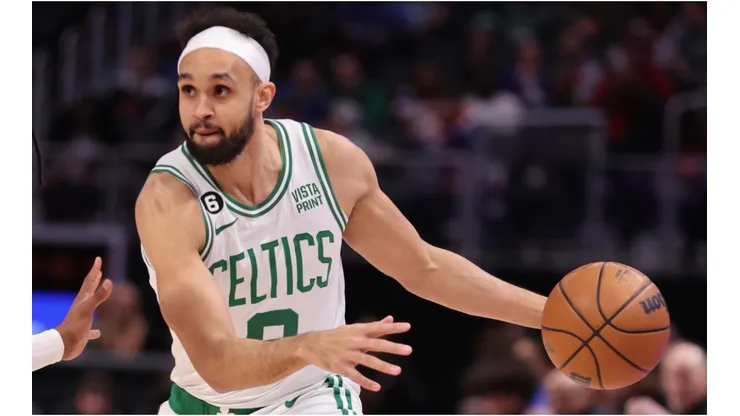 Derrick White #9 of the Boston Celtics