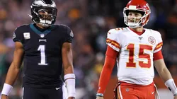 Jalen Hurts (left) and Patrick Mahomes (right)