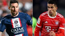 Lionel Messi of PSG and Joao Cancelo of Bayern
