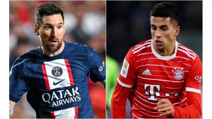 Lionel Messi of PSG and Joao Cancelo of Bayern