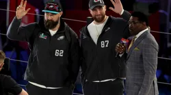 Jason and Travis Kelce in an interview with Dallas Cowboys legend Michel Irvin